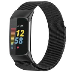 imoshion Mailändische Magnetarmband für das Fitbit Charge 5 / Charge 6 - Größe M - Schwarz