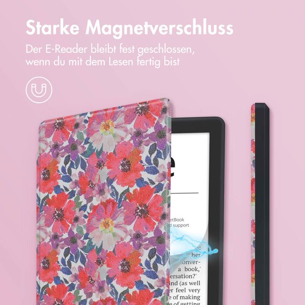 imoshion Design Slim Hard Case Klapphülle Pocketbook Verse / Verse Pro / Verse Pro Color / Vivlio Light / Light HD - Flower Watercolor