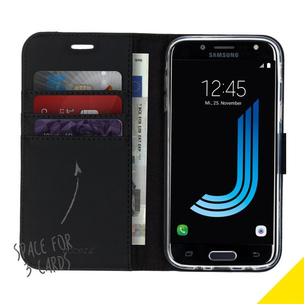 Accezz Schwarzes Wallet TPU Klapphülle für das Samsung Galaxy J7(2017)