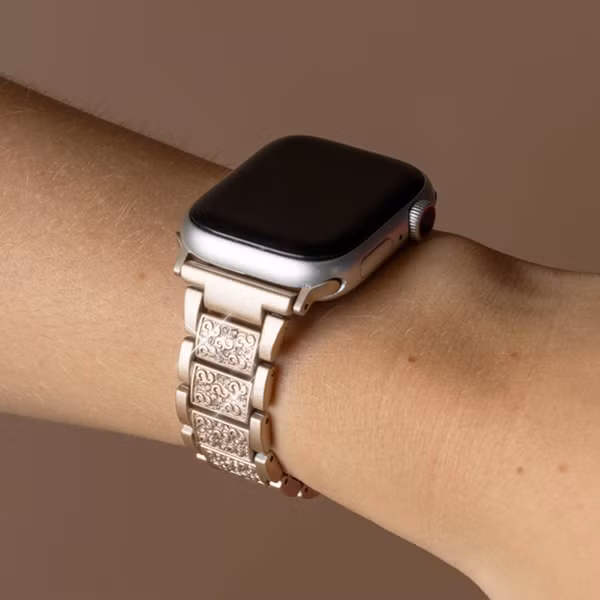 Selencia Sparkle Armband für das  Apple Watch Series 1 t/m 9 / SE (38/40/41 mm) | Series 10 / 11 (42 mm) - Champagne Gold