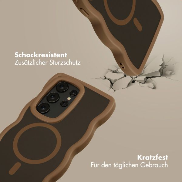 Selencia Wavy Backcover mit MagSafe Samsung Galaxy S24 Ultra - Mocha Brown