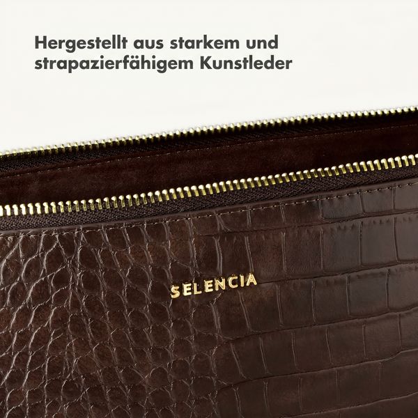 Selencia Croco Laptop Hülle 14 Zoll - Laptop Sleeve - Choco Brown