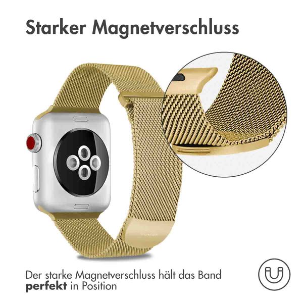 imoshion Mailändische Magnetarmband für die Apple Watch Series 1 bis 10 / SE / Ultra (2) (44/45/46/49 mm) - Größe M - Gold