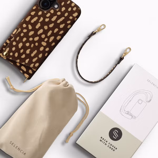 Selencia Nova Echtleder Backcover mit Kartenhalter Apple iPhone 16 - Fawn Chic