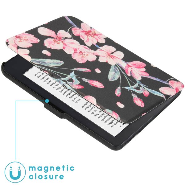 imoshion Design Slim Hard Case Klapphülle Kobo Clara 2E / Tolino Shine 4 - Blossom Watercolor Black