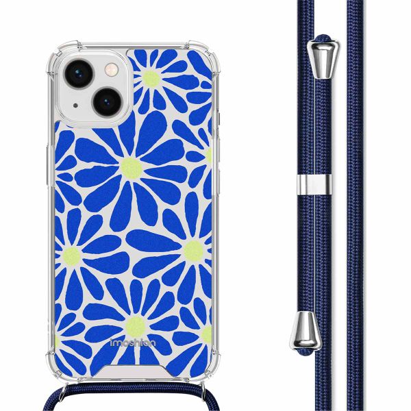 imoshion Design Hülle mit Band für das iPhone 14 - Cobalt Blue Flowers Connect