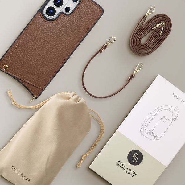 Selencia Nova HandyHülle mit Kordel und Kartenhalter Samsung Galaxy S26 Ultra - Mocha Brown