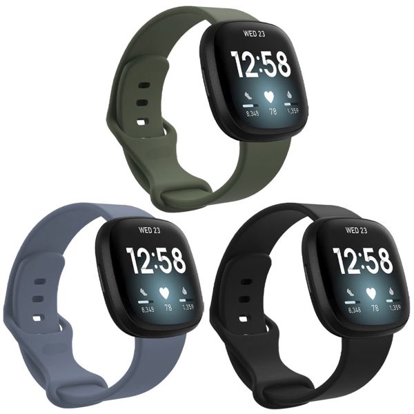 imoshion Silikonband Multipack für die Fitbit Versa 4 / 3 / Sense (2) - Schwarz / Grün / Blau