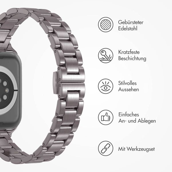 Selencia Slim Stahlgliederarmband für das  Apple Watch Series 1 t/m 9 / SE (38/40/41 mm) | Series 10 / 11 (42 mm) - Silber