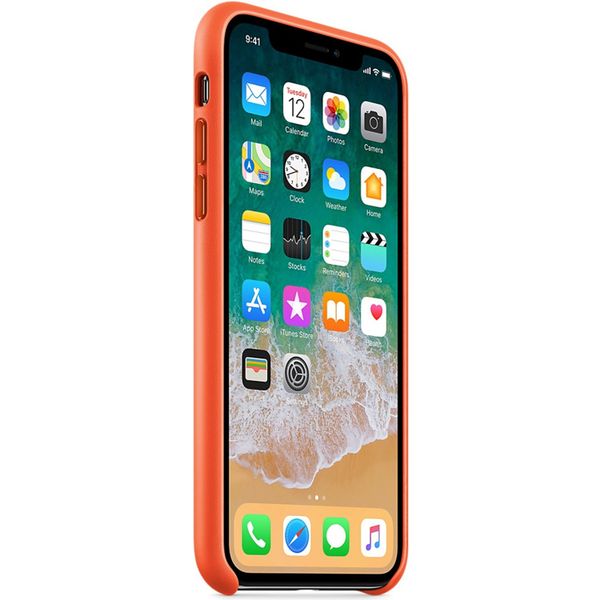 Apple Schwarzes Leder-Case Apple iPhone X - Bright Orange