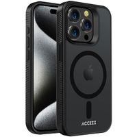 Accezz Rugged Frosted Back Cover mit MagSafe für das iPhone 15 Pro - Schwarz