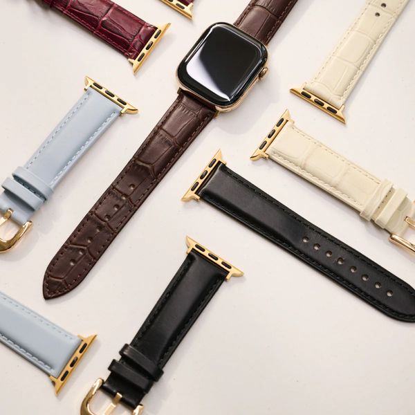 Burga Armband aus echtem Leder für Apple Watch Series 1 - 11 / SE / Ultra (44/45/46/49 mm) - Don't Text / Gold