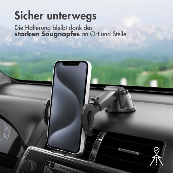 imoshion ﻿ Telefonhalter für das Auto - Verstellbar - Universell - Carbon - Armaturenbrett / Scheibe - Schwarz - Samsung Galaxy S23