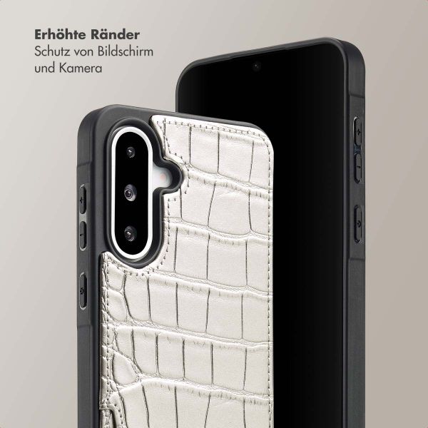 Selencia Nova Croco Back Cover mit Band und Kartenfach für das Samsung Galaxy A36 / A56 - Silver