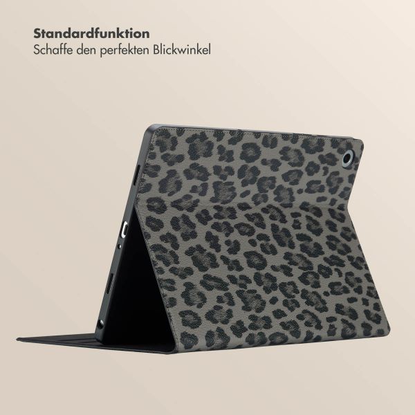 Selencia Sabi Klapphülle mit Leopardenmuster Samsung Galaxy Tab A9 Plus - Midnight Black