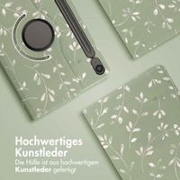 imoshion 360° drehbare Design Klapphülle Samsung Galaxy Tab S10 Lite / S10 FE / S9 FE - Green Flowers