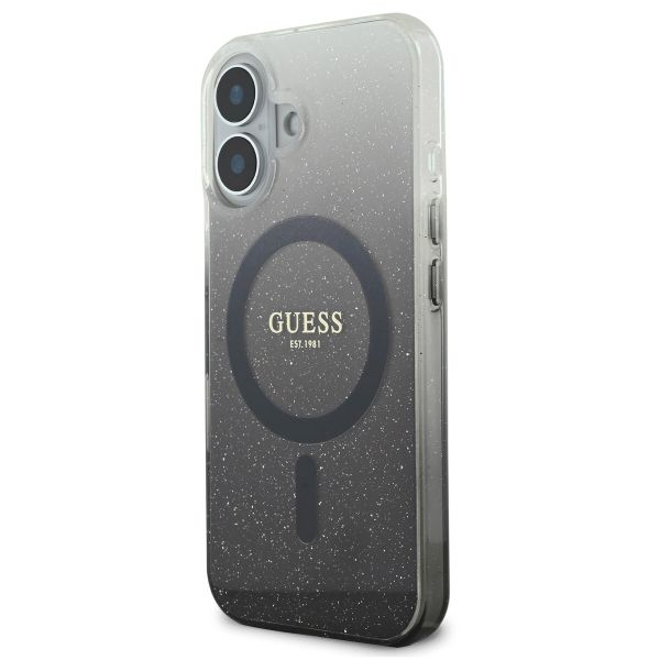 Guess MagSafe IML Glitter Gradient Case für das Apple iPhone 16 - Black