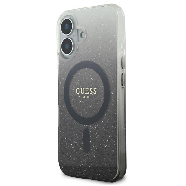 Guess MagSafe IML Glitter Gradient Case für das iPhone 16 - Black