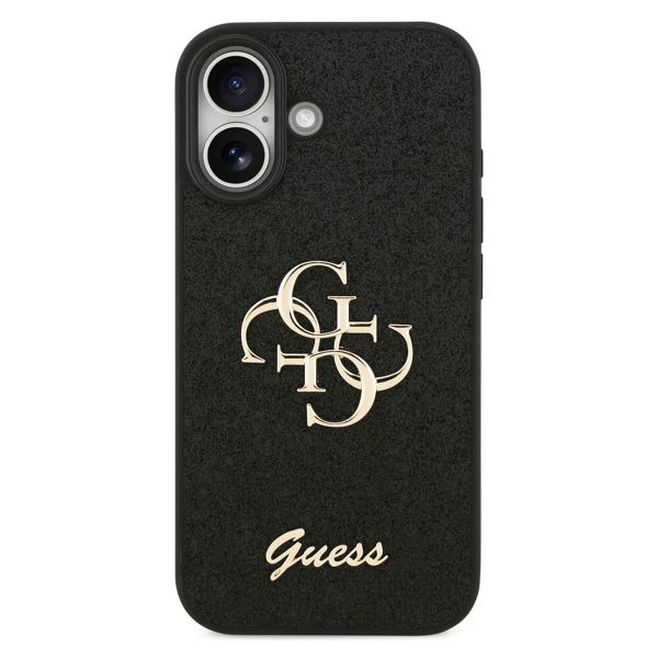 Guess 4G Metal Logo Back Cover mit Glitter Apple iPhone 17 - Schwarz