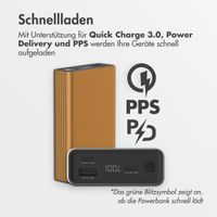 imoshion Ultra Series Aluminium Powerbank 20.000 mAh - Schnellladen bis 33W - Gold