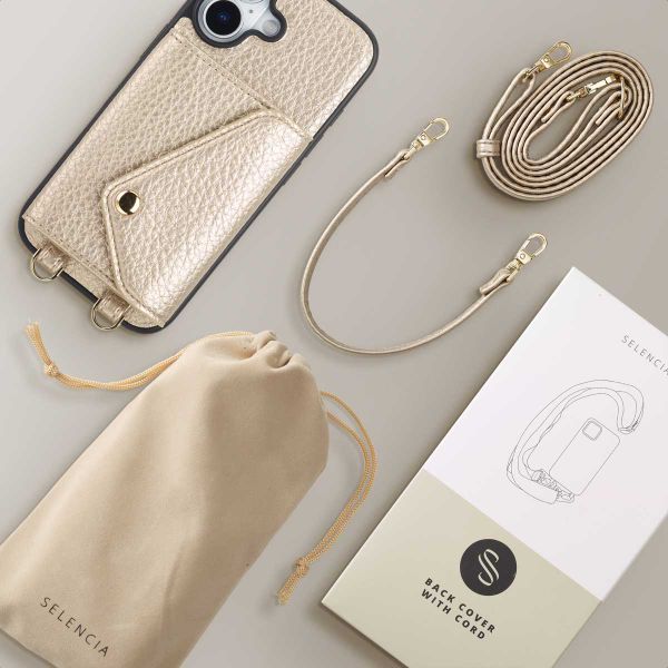 Selencia Sera HandyHülle mit Kordel und Umschlag-Kartenhalter Apple iPhone 17 - Champagne