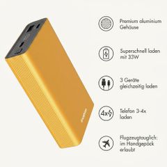 imoshion Ultra Series Aluminium Powerbank 20.000 mAh - Schnellladen bis 33W - Gold