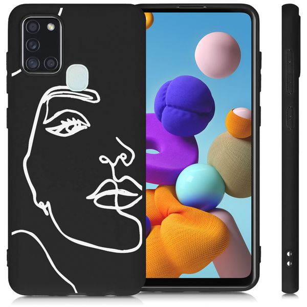 imoshion Design Hülle Samsung Galaxy A21s - Abstraktes Gesicht - Weiß