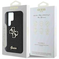 Guess 4G Metal Logo Back Cover mit Glitter Samsung Galaxy S25 Ultra - Schwarz