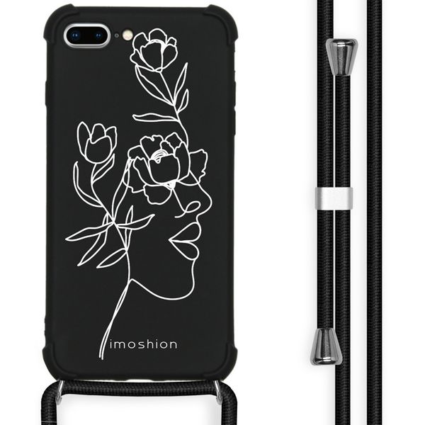 imoshion Design Hülle mit Band für das iPhone 8 Plus / 7 Plus - Woman Flower Black