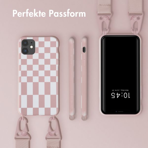 Selencia SilikonHülle design mit abnehmbarem Band Apple iPhone 11 - Irregular Check Sand Pink