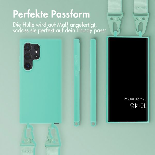 Selencia Silikonhülle mit abnehmbarem Band für das Samsung Galaxy S24 Ultra - Turquoise