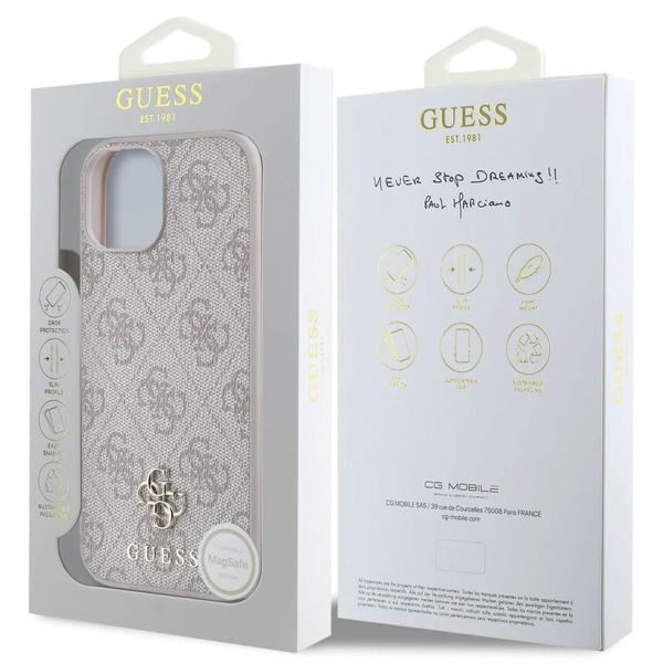 Guess 4G Metal Logo Back Cover MagSafe Apple iPhone 15 - Rosa