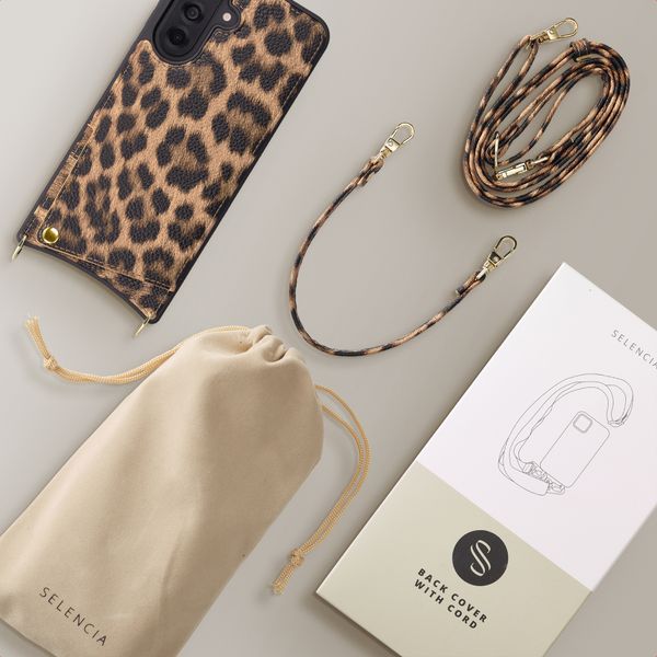 Selencia Nova HandyHülle mit Kordel und Kartenhalter Samsung Galaxy A37 (5G) - Leopard