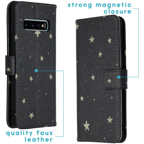 imoshion Design TPU Klapphülle Samsung Galaxy S10 - Stars Gold