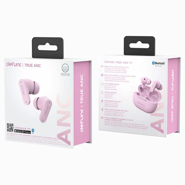 Defunc True ANC Earbuds - In-Ear Kopfhörer - Bluetooth Kopfhörer - Mit Rauschunterdrückungsfunktion - Pink