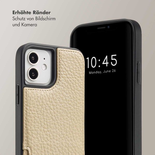 Selencia Nova Back Cover mit Kordel und Kartenhalter für das iPhone 12 (Pro) - Beige