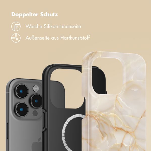 Selencia Vivid Tough Back Cover mit MagSafe für das iPhone 15 Pro Max - Golden Beige Marble