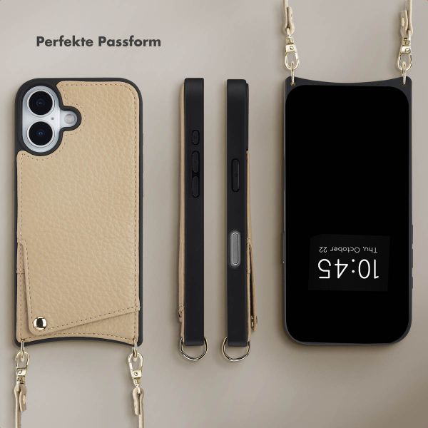 Selencia Nova HandyHülle mit Kordel und Kartenhalter Apple iPhone 17 - Beige