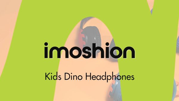 imoshion Kids Dino Bluetooth-Kopfhörer - Kinderkopfhörer mit Dezibelbegrenzer - Drahtloser Kopfhörer + AUX-Kabel - Black / Red