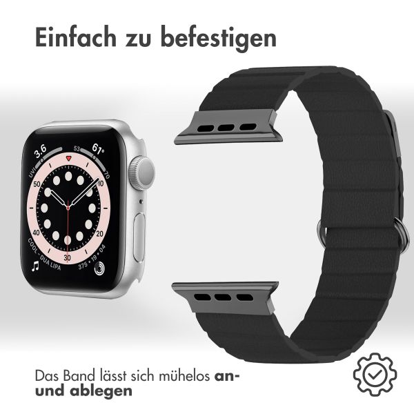 imoshion Magnetlederarmband für Apple Watch Series 1 t/m 9 / SE (38/40/41 mm) | Series 10 / 11 (42 mm) - Schwarz