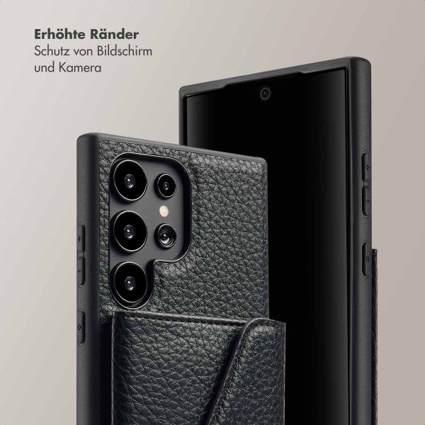 Selencia Sera Kordel-Hulle mit Kartenhalter-Umschlag für das Samsung Galaxy S24 Ultra - Schwarz