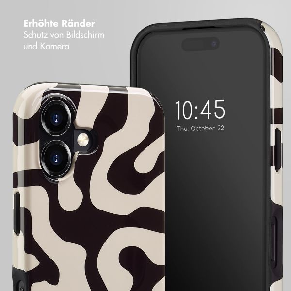 Selencia Vivid Tough Back Cover MagSafe für das iPhone 16 - Art Wave Black