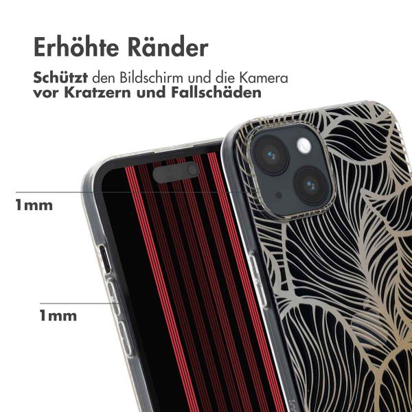 imoshion Design Hülle Apple iPhone 15 - Golden Leaves Transparent