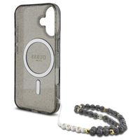 Guess MagSafe IML Glitter Case mit Beads Strap Apple iPhone 16 - Schwarz