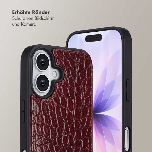 Selencia Nova Croco HandyHülle mit Kordel und Kartenhalter Apple iPhone 17 - Burgundy