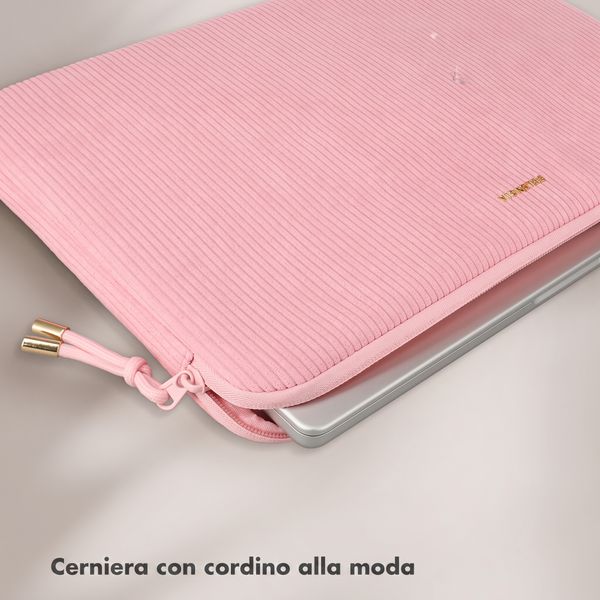 Selencia Cord Laptop Hülle 15-16 Zoll - Laptop Sleeve - Soft Blush
