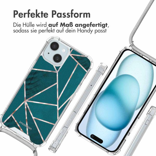 imoshion Design Hülle mit Band Apple iPhone 15 - Petrol Green Graphic