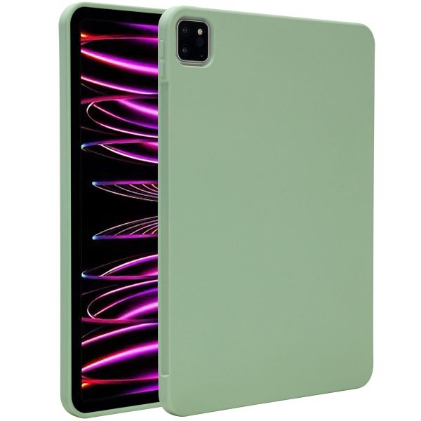 Accezz Liquid Silicone Back Cover mit Stifthalter für das iPad Pro 11 (2018/2020/2021/2022) - Hellgrün