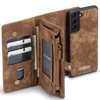 CaseMe Luxuriöse 2-in-1-Portemonnaie-Klapphülle Leder für das Samsung Galaxy S22 - Braun