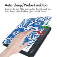 imoshion Design Slim Hard Case Sleepcover mit Stand Kobo Libra 2 / Tolino Vision 6 - Flower Tile